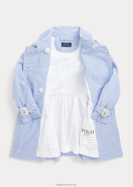 Ralph Lauren lapsed seersucker kapuutsiga trentšmantel PR0V7349 sinine/valge