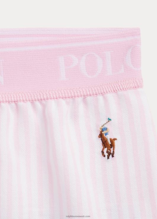Ralph Lauren lapsed jersey tee & twill lühike magamiskomplekt PR0V7313 valge/karmelroosa