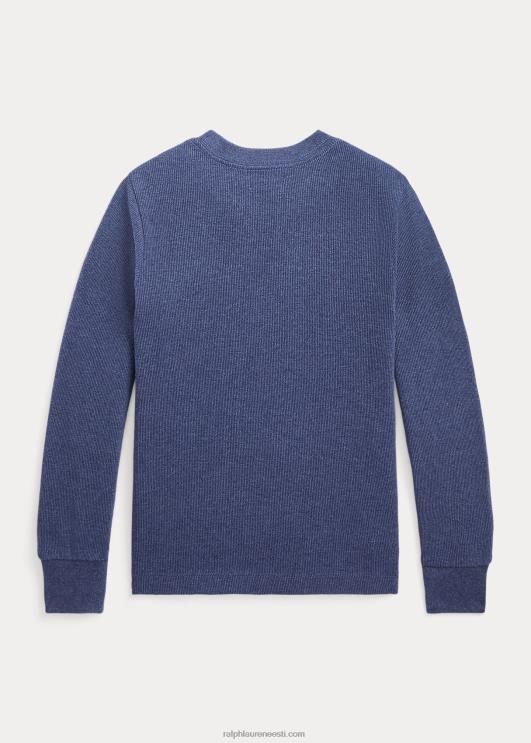 Ralph Lauren lapsed logoga vahvlikootud pikkade varrukatega t-särk PR0V6529 rustikaalne mereväe kanarbik