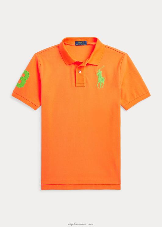 Ralph Lauren lapsed klassikaline istuv suure poni võrguga polosärk PR0V6625 kuurordi oranž