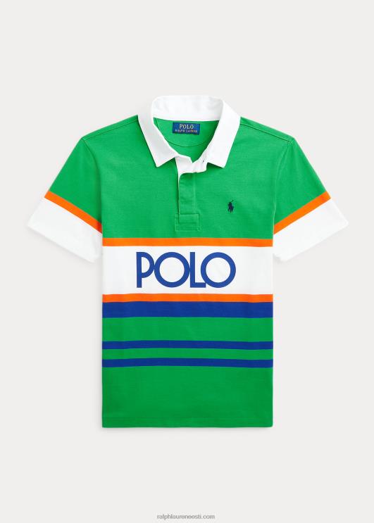 Ralph Lauren lapsed logoga puuvillane lühikeste varrukatega ragbisärk PR0V9819 esmane roheline multi