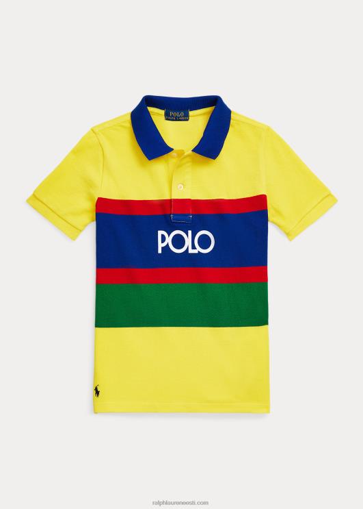 Ralph Lauren lapsed logoga triibuline puuvillasest võrgust polosärk PR0V9777 sidrunipuru multi