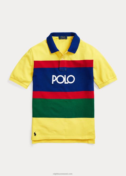 Ralph Lauren lapsed logoga triibuline puuvillasest võrgust polosärk PR0V9813 sidrunipuru multi