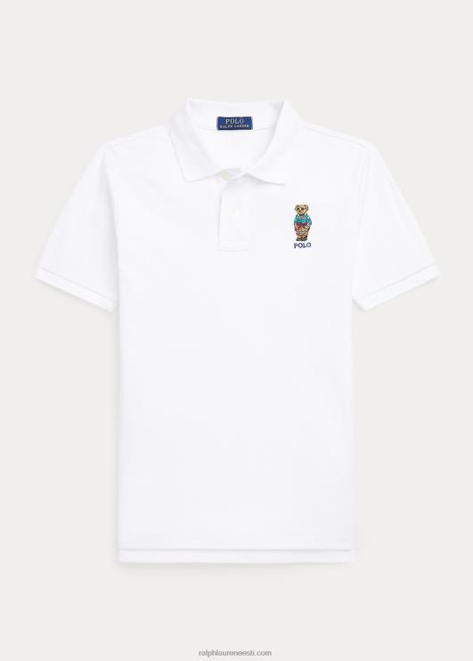 Ralph Lauren lapsed polo karu puuvillase võrguga polosärk PR0V6638 valge