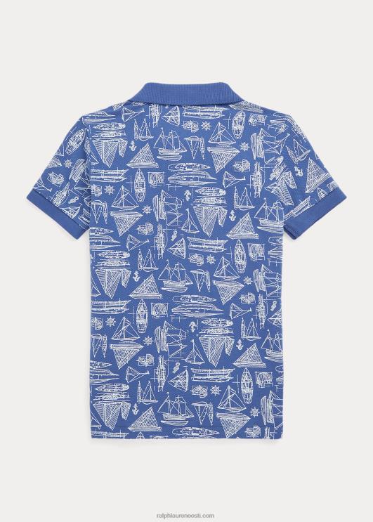 Ralph Lauren lapsed purjeka prindiga puuvillasest võrgust polosärk PR0V6517 purjekas sinine trükis