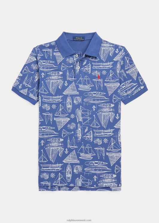 Ralph Lauren lapsed purjeka prindiga puuvillasest võrgust polosärk PR0V6661 purjekas sinine trükis