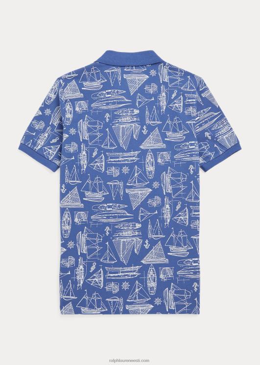 Ralph Lauren lapsed purjeka prindiga puuvillasest võrgust polosärk PR0V6661 purjekas sinine trükis