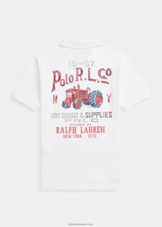 Ralph Lauren lapsed puuvillase võrguga graafiline polosärk PR0V6172 klassikaline oxfordi valge