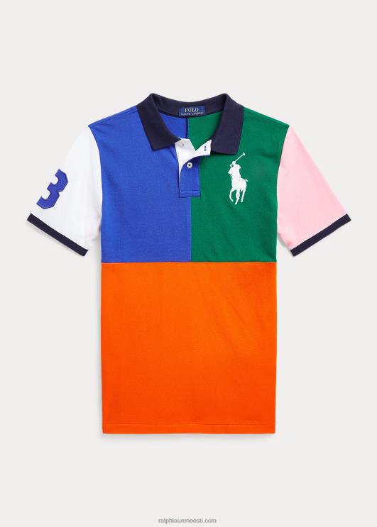 Ralph Lauren lapsed suur poni puuvillasest võrgust polosärk PR0V9854 purjetav oranž multi