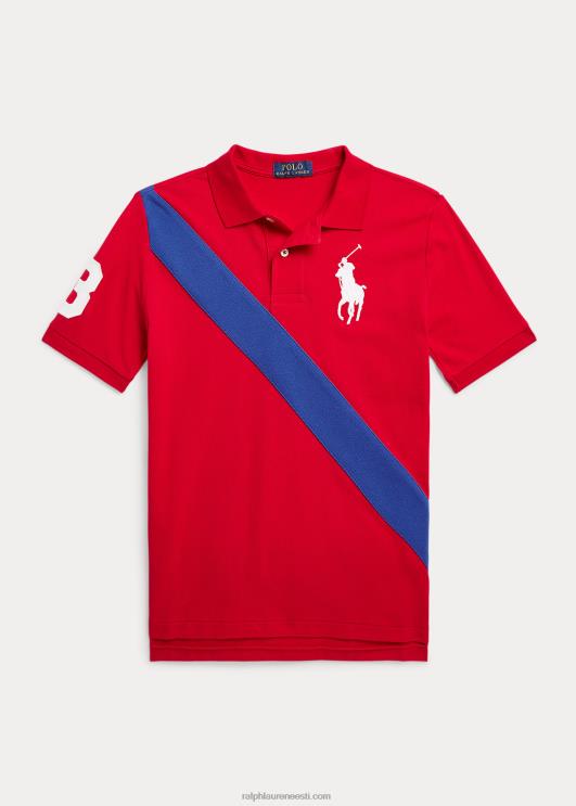 Ralph Lauren lapsed suur poni puuvillasest võrgust polosärk PR0V9864 rl 2000 punane/safiir täht