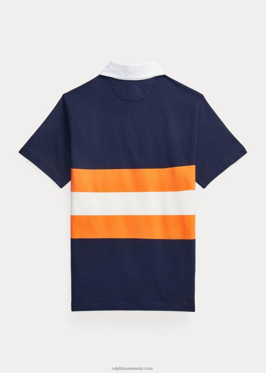 Ralph Lauren lapsed triibuline puuvillane lühikeste varrukatega ragbisärk PR0V6132 kruiisilaevastiku multi