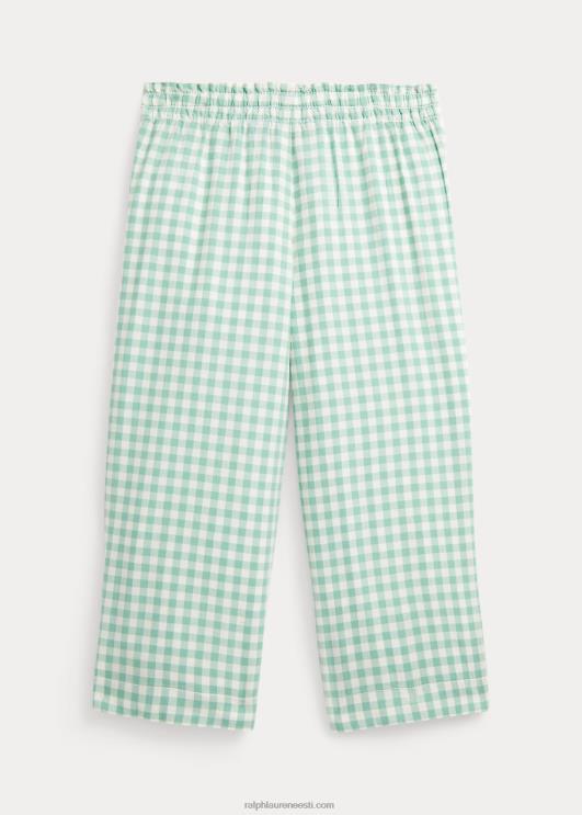 Ralph Lauren lapsed hõlmikpuust kärbitud madrase püksid PR0V6837 pleekinud piparmünt/tekipesu valge