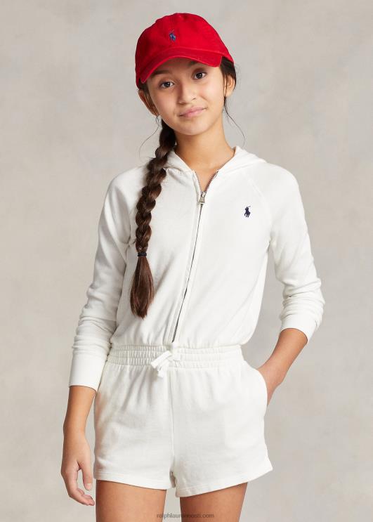 Ralph Lauren lapsed spaa froteefliis pikkade varrukatega romper PR0V7182 tekipesu valge