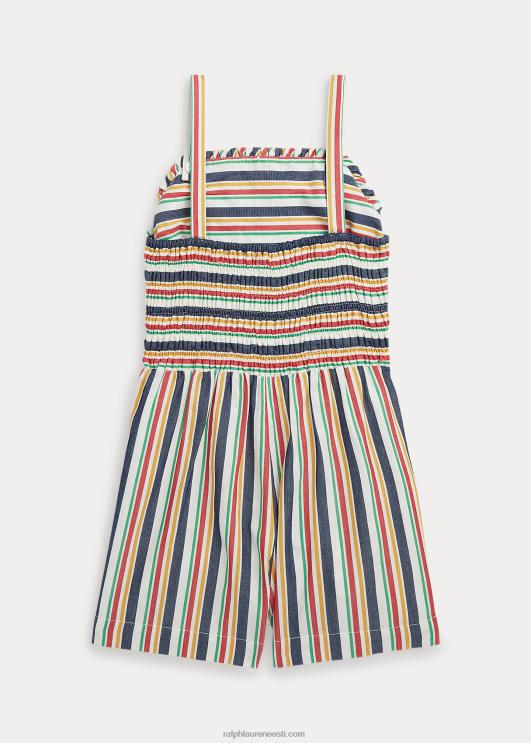 Ralph Lauren lapsed triibuline puuvillane dobby romper PR0V7125 mere-/punane multi