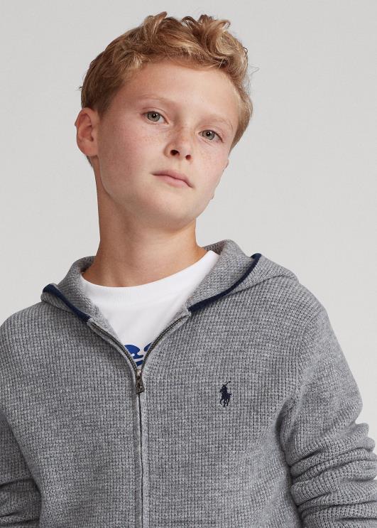 Ralph Lauren lapsed kašmiirist täistõmblukuga kapuuts PR0V6020 hall kanarbik