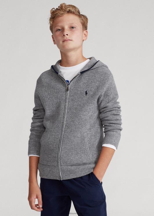 Ralph Lauren lapsed kašmiirist täistõmblukuga kapuuts PR0V6020 hall kanarbik