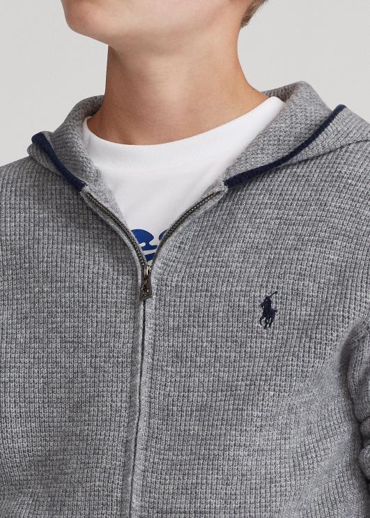 Ralph Lauren lapsed kašmiirist täistõmblukuga kapuuts PR0V6020 hall kanarbik