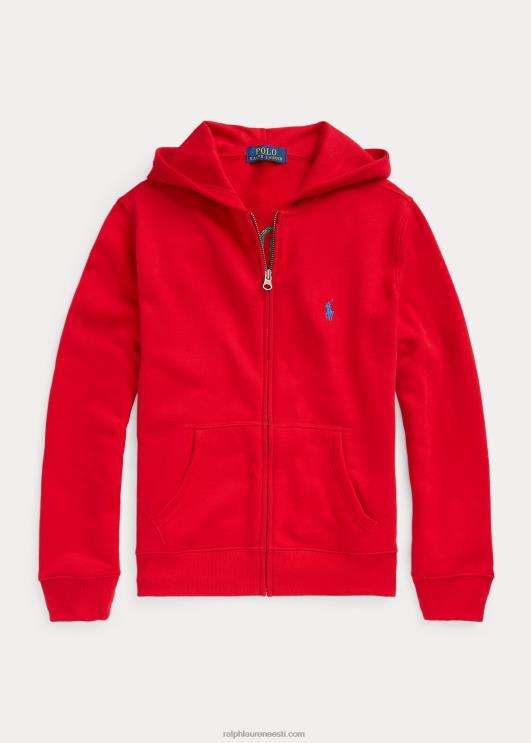 Ralph Lauren lapsed logoga fliisist täistõmblukuga kapuuts PR0V6635 Rl 2000 punane