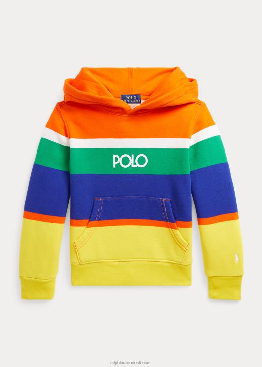 Ralph Lauren lapsed logoga triibuline fliisist kapuuts PR0V9772 purjetav oranž multi