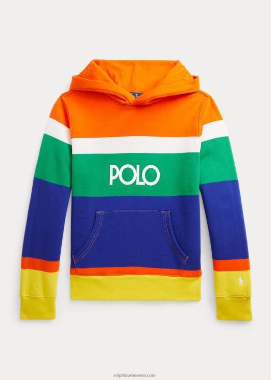 Ralph Lauren lapsed logoga triibuline fliisist kapuuts PR0V9818 purjetav oranž multi
