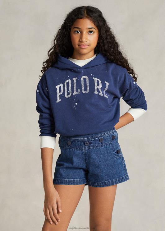 Ralph Lauren lapsed värvi-pritsmeprindiga spa frotee kapuuts PR0V7488 rustikaalne merevägi