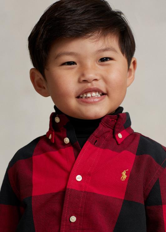 Ralph Lauren lapsed Kuu uusaasta puuvillane oxfordi särk PR0V6440 punane/must