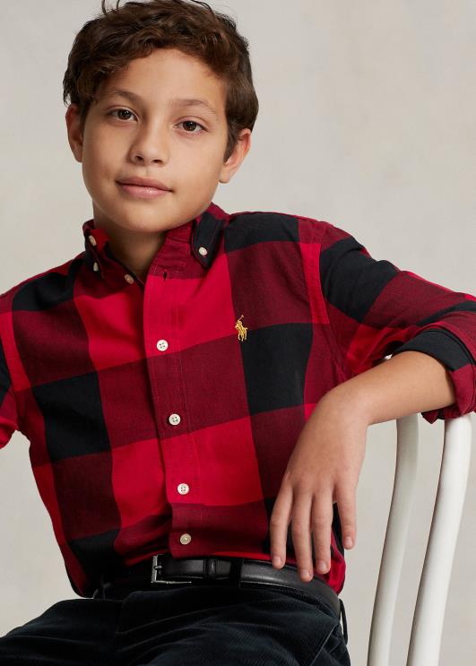 Ralph Lauren lapsed Kuu uusaasta puuvillane oxfordi särk PR0V6575 punane/must