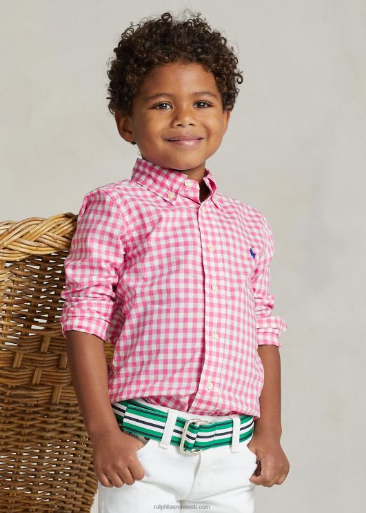 Ralph Lauren lapsed hõlmikpuuvillane popliinsärk PR0V6423 kuurort roos/valge