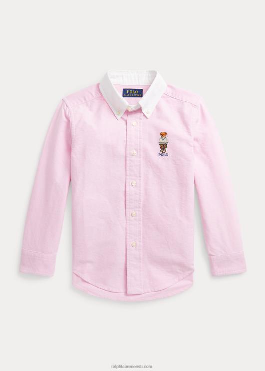 Ralph Lauren lapsed polo karu puuvillane oxfordi särk PR0V6464 uus roos valge kraega