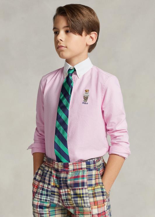 Ralph Lauren lapsed polo karu puuvillane oxfordi särk PR0V6551 uus roos valge kraega