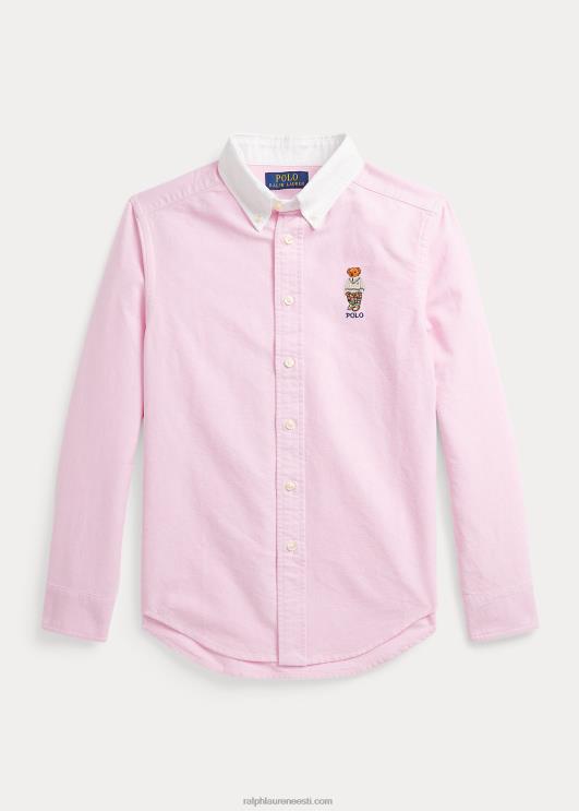Ralph Lauren lapsed polo karu puuvillane oxfordi särk PR0V6551 uus roos valge kraega