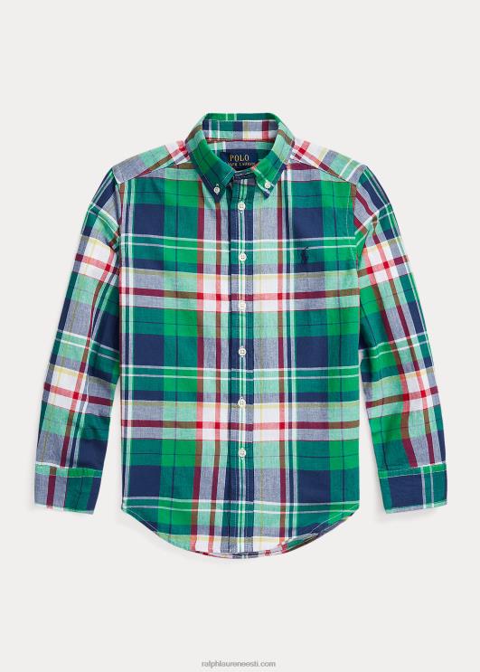 Ralph Lauren lapsed puuvillane madrase särk PR0V6621 roheline/mereväe multi