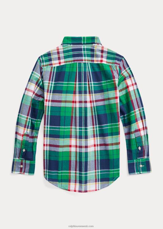 Ralph Lauren lapsed puuvillane madrase särk PR0V6621 roheline/mereväe multi