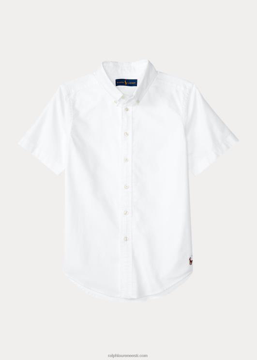 Ralph Lauren lapsed puuvillane oxfordi lühikeste varrukatega vormisärk PR0V6075 valge