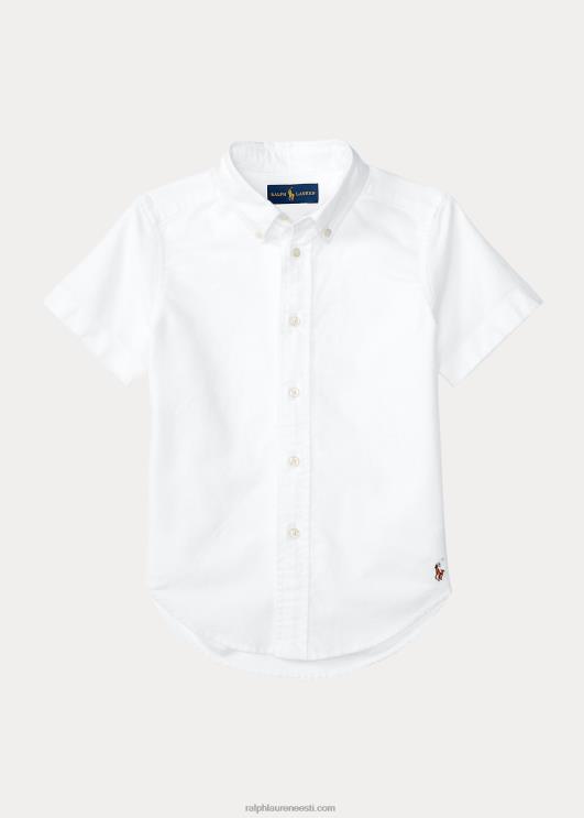 Ralph Lauren lapsed puuvillane oxfordi lühikeste varrukatega vormisärk PR0V9757 valge