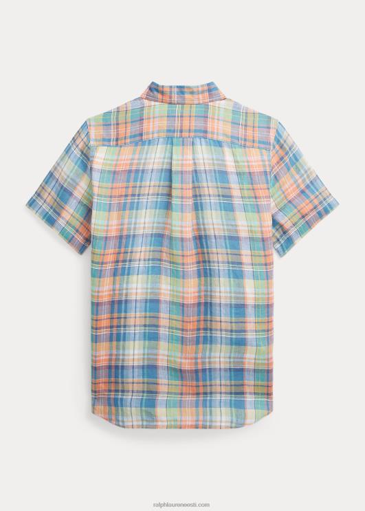 Ralph Lauren lapsed ruuduline linane lühikeste varrukatega särk PR0V6086 sinine/oranž multi