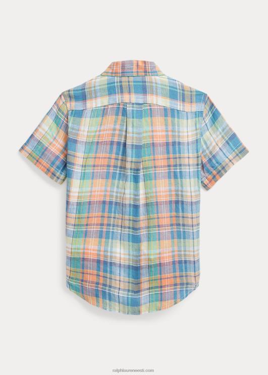 Ralph Lauren lapsed ruuduline linane lühikeste varrukatega särk PR0V9761 sinine/oranž multi