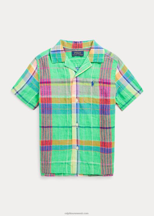 Ralph Lauren lapsed ruuduline linane leerisärk PR0V6470 roheline/roosa multi