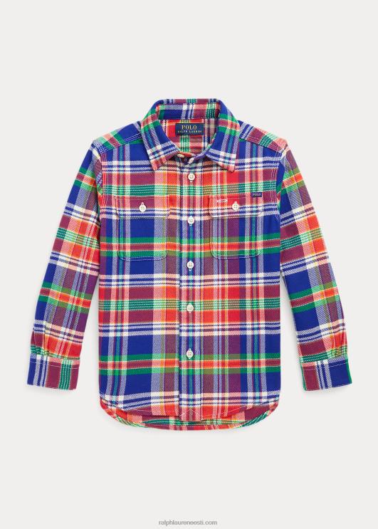 Ralph Lauren lapsed ruuduline performance flanellist töösärk PR0V6533 kuninglik/punane multi