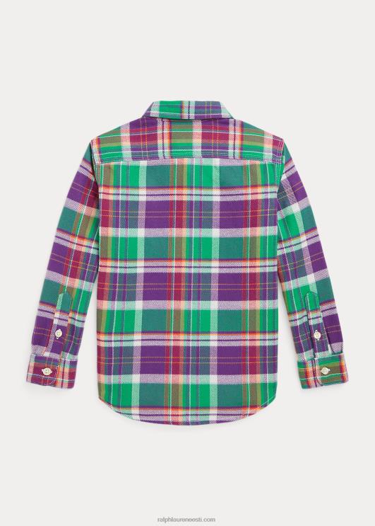 Ralph Lauren lapsed ruuduline performance flanellist töösärk PR0V6534 lilla/roheline multi