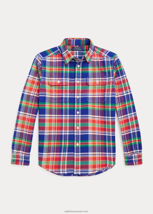 Ralph Lauren lapsed ruuduline performance flanellist töösärk PR0V6689 kuninglik/punane multi