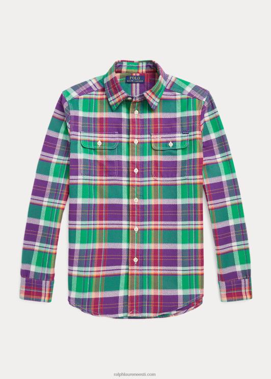 Ralph Lauren lapsed ruuduline performance flanellist töösärk PR0V6690 lilla/roheline multi