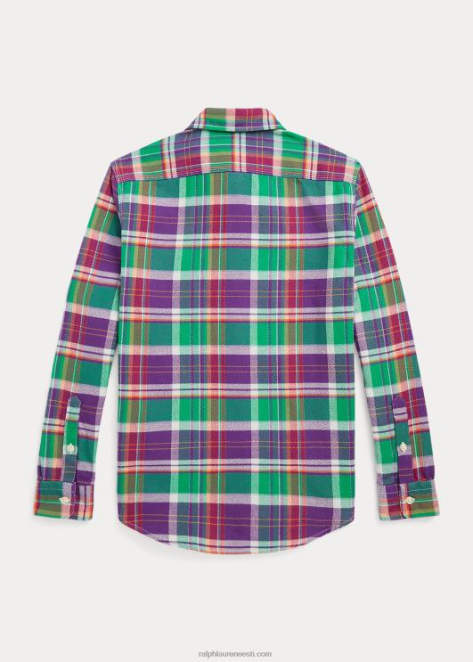 Ralph Lauren lapsed ruuduline performance flanellist töösärk PR0V6690 lilla/roheline multi