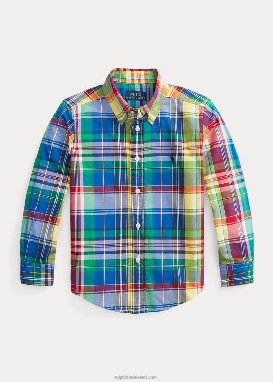 Ralph Lauren lapsed ruuduline puuvillane popliinsärk PR0V6473 kuninglik/mereväe multi