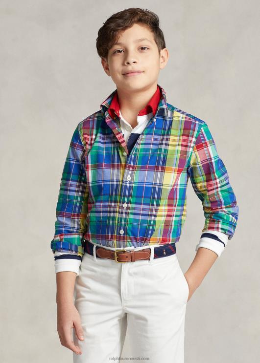 Ralph Lauren lapsed ruuduline puuvillane popliinsärk PR0V6554 kuninglik/mereväe multi