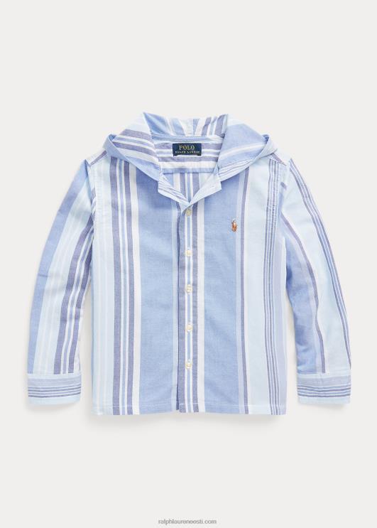 Ralph Lauren lapsed triibuline puuvillane oxford kapuutsiga särk PR0V6475 sinine multi