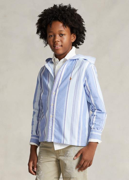 Ralph Lauren lapsed triibuline puuvillane oxford kapuutsiga särk PR0V6559 sinine multi