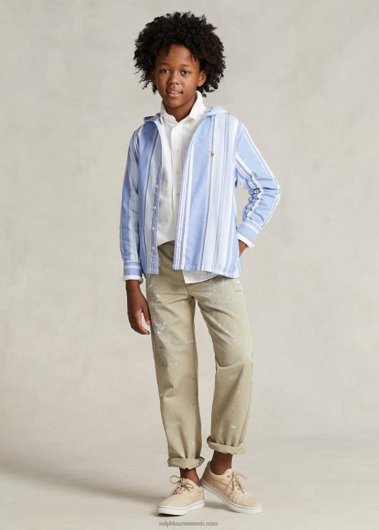 Ralph Lauren lapsed triibuline puuvillane oxford kapuutsiga särk PR0V6559 sinine multi