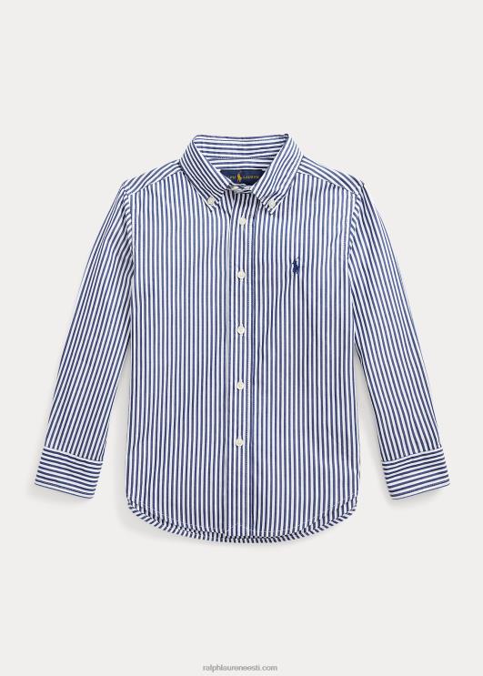 Ralph Lauren lapsed triibuline puuvillane popliinisärk PR0V6462 4655a merevägi/valge