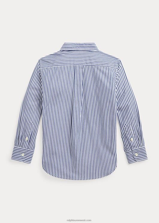 Ralph Lauren lapsed triibuline puuvillane popliinisärk PR0V6462 4655a merevägi/valge